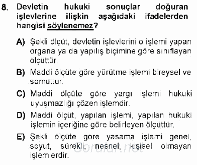 Türk Anayasa Hukuku 2012 - 2013 Dönem Sonu Sınavı 8.Soru