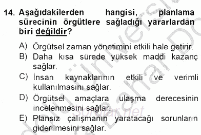 Türk Eğitim Sistemi Ve Okul Yönetimi 2012 - 2013 Dönem Sonu Sınavı 14.Soru