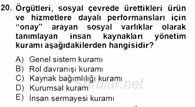 Türk Eğitim Sistemi Ve Okul Yönetimi 2012 - 2013 Dönem Sonu Sınavı 20.Soru