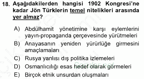 Türk İdare Tarihi 2015 - 2016 Dönem Sonu Sınavı 18.Soru