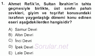 XVII. Yüzyıl Türk Edebiyatı 2013 - 2014 Ara Sınavı 1.Soru
