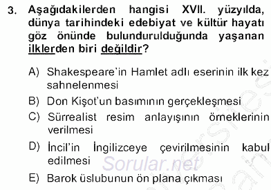 XVII. Yüzyıl Türk Edebiyatı 2013 - 2014 Ara Sınavı 3.Soru