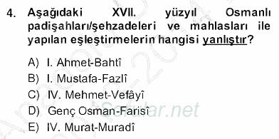 XVII. Yüzyıl Türk Edebiyatı 2013 - 2014 Ara Sınavı 4.Soru
