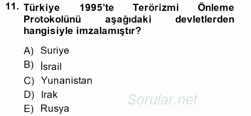 Türk Dış Politikası 2 2013 - 2014 Ara Sınavı 11.Soru