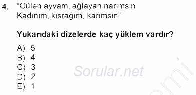 Türkçe Cümle Bilgisi 2 2014 - 2015 Ara Sınavı 4.Soru