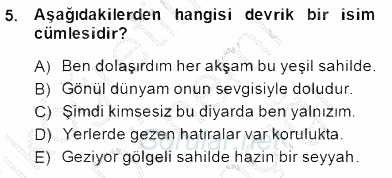 Türkçe Cümle Bilgisi 2 2014 - 2015 Ara Sınavı 5.Soru