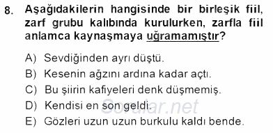 Türkçe Cümle Bilgisi 2 2014 - 2015 Ara Sınavı 8.Soru