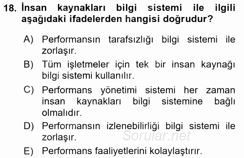 Performans ve Kariyer Yönetimi 2017 - 2018 Ara Sınavı 18.Soru