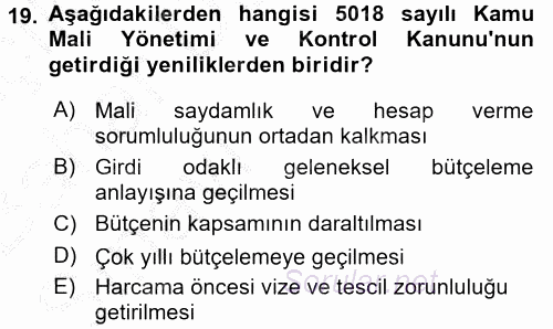 Türkiye Ekonomisi 2016 - 2017 Ara Sınavı 19.Soru