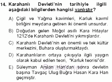 VIII-XIII. Yüzyıllar Türk Edebiyatı 2012 - 2013 Ara Sınavı 14.Soru