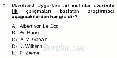 VIII-XIII. Yüzyıllar Türk Edebiyatı 2012 - 2013 Ara Sınavı 2.Soru