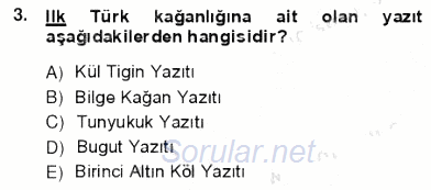 VIII-XIII. Yüzyıllar Türk Edebiyatı 2012 - 2013 Ara Sınavı 3.Soru