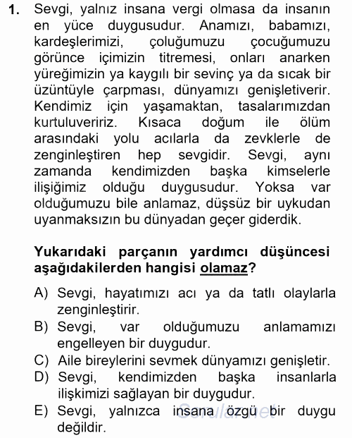 Türk Dili 2 2012 - 2013 Ara Sınavı 1.Soru
