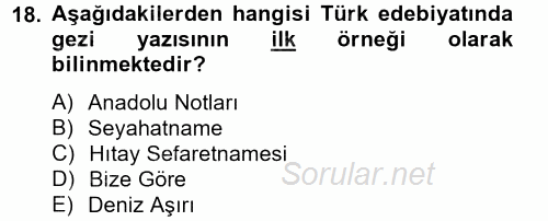 Türk Dili 2 2012 - 2013 Ara Sınavı 18.Soru