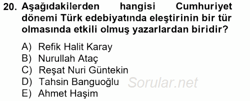 Türk Dili 2 2012 - 2013 Ara Sınavı 20.Soru