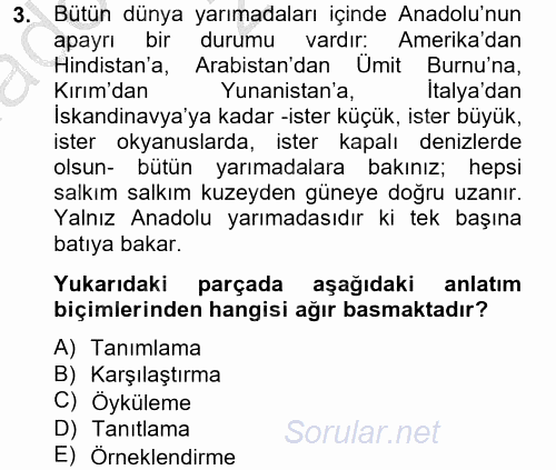 Türk Dili 2 2012 - 2013 Ara Sınavı 3.Soru