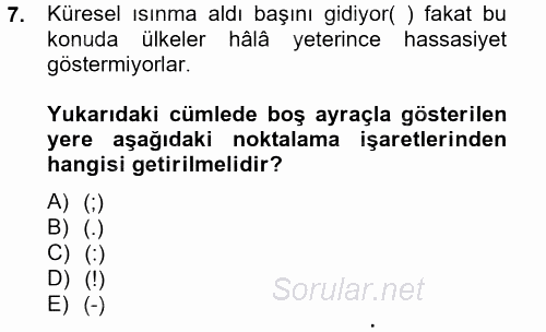 Türk Dili 2 2012 - 2013 Ara Sınavı 7.Soru