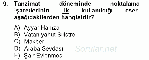 Türk Dili 2 2012 - 2013 Ara Sınavı 9.Soru