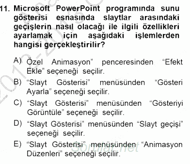 Bilgisayar 1 2012 - 2013 Dönem Sonu Sınavı 11.Soru