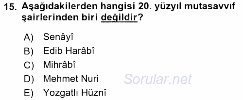 Türk Halk Şiiri 2016 - 2017 3 Ders Sınavı 15.Soru