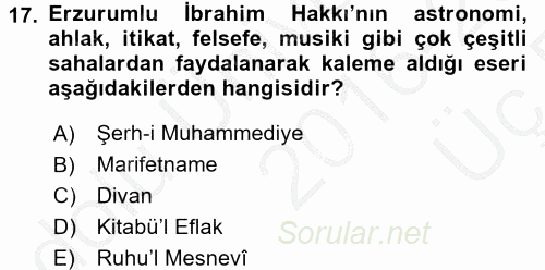 Türk Halk Şiiri 2016 - 2017 3 Ders Sınavı 17.Soru