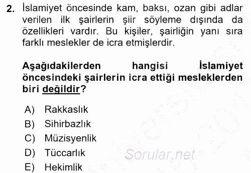 Türk Halk Şiiri 2016 - 2017 3 Ders Sınavı 2.Soru
