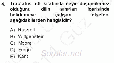 Çağdaş Felsefe 1 2013 - 2014 Dönem Sonu Sınavı 4.Soru