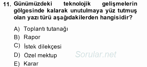 Türk Dili 2 2013 - 2014 Tek Ders Sınavı 11.Soru
