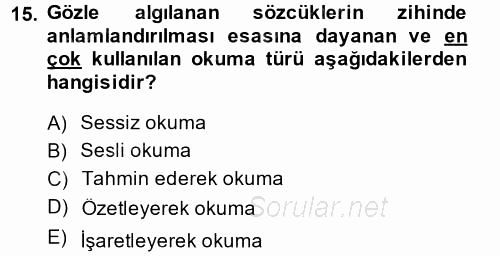 Türk Dili 2 2013 - 2014 Tek Ders Sınavı 15.Soru