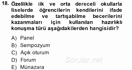 Türk Dili 2 2013 - 2014 Tek Ders Sınavı 18.Soru