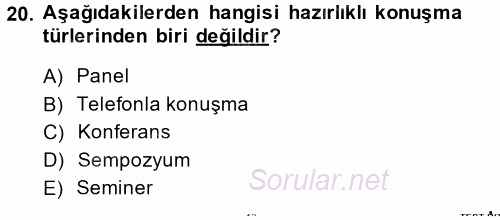 Türk Dili 2 2013 - 2014 Tek Ders Sınavı 20.Soru