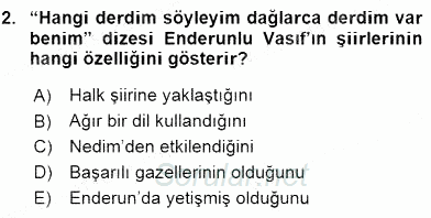 XIX. Yüzyıl Türk Edebiyatı 2015 - 2016 Dönem Sonu Sınavı 2.Soru