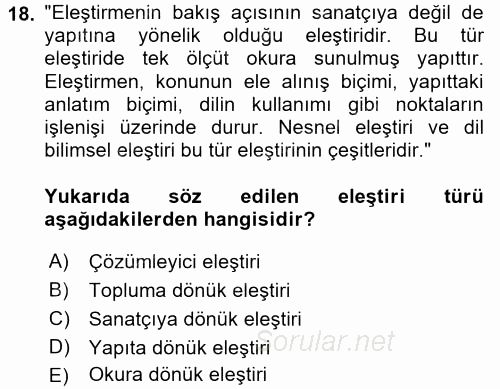 Türk Dili 2 2017 - 2018 Ara Sınavı 18.Soru