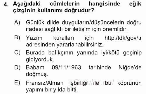 Türk Dili 2 2017 - 2018 Ara Sınavı 4.Soru