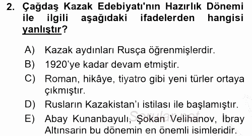 Çağdaş Türk Edebiyatları 2 2016 - 2017 Ara Sınavı 2.Soru