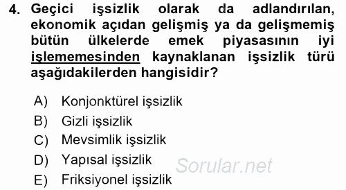 İktisada Giriş 2 2015 - 2016 Ara Sınavı 4.Soru