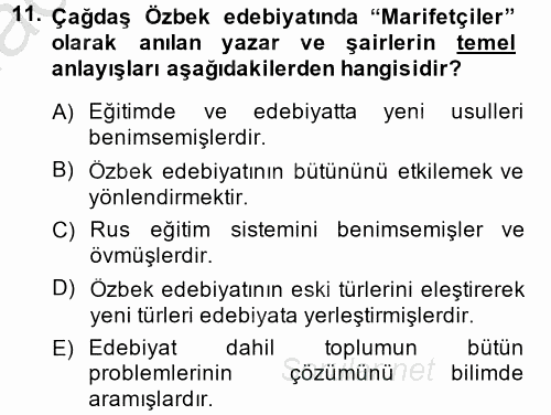 Çağdaş Türk Edebiyatları 2 2014 - 2015 Ara Sınavı 11.Soru