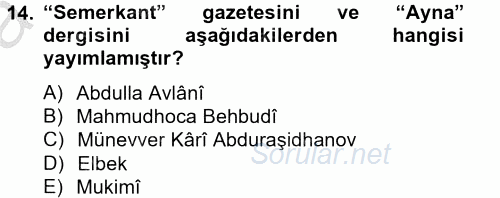 Çağdaş Türk Edebiyatları 2 2014 - 2015 Ara Sınavı 14.Soru