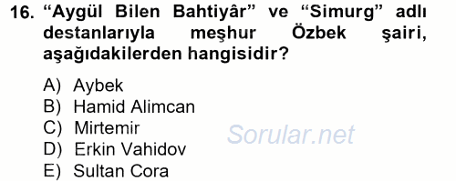 Çağdaş Türk Edebiyatları 2 2014 - 2015 Ara Sınavı 16.Soru
