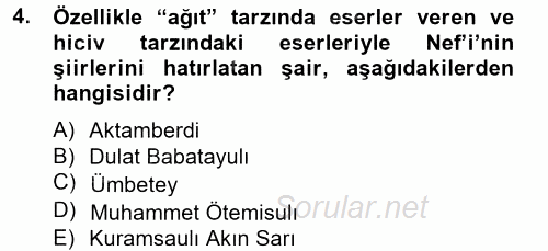 Çağdaş Türk Edebiyatları 2 2014 - 2015 Ara Sınavı 4.Soru