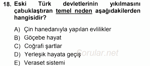 Türk İdare Tarihi 2012 - 2013 Dönem Sonu Sınavı 18.Soru