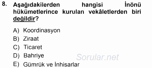 Türk İdare Tarihi 2012 - 2013 Dönem Sonu Sınavı 8.Soru