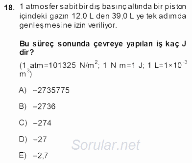 Genel Kimya 1 2013 - 2014 Ara Sınavı 18.Soru