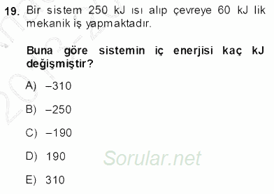Genel Kimya 1 2013 - 2014 Ara Sınavı 19.Soru