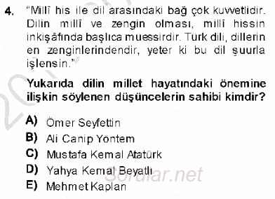 Cumhuriyet Dönemi Türk Nesri 2013 - 2014 Ara Sınavı 4.Soru