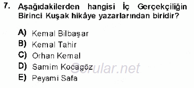 Cumhuriyet Dönemi Türk Nesri 2013 - 2014 Ara Sınavı 7.Soru