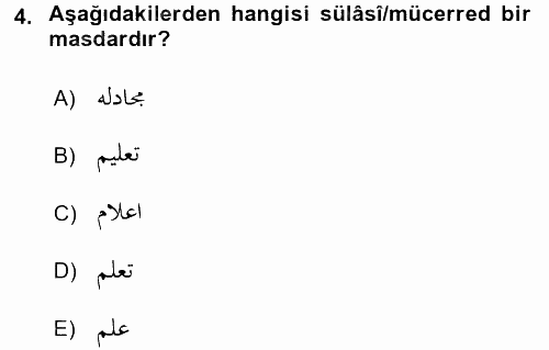 Osmanlı Türkçesi Grameri 1 2016 - 2017 Dönem Sonu Sınavı 4.Soru