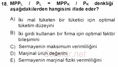 İktisada Giriş 1 2014 - 2015 Ara Sınavı 18.Soru