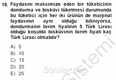 İktisada Giriş 1 2014 - 2015 Ara Sınavı 19.Soru