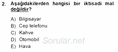 İktisada Giriş 1 2014 - 2015 Ara Sınavı 2.Soru
